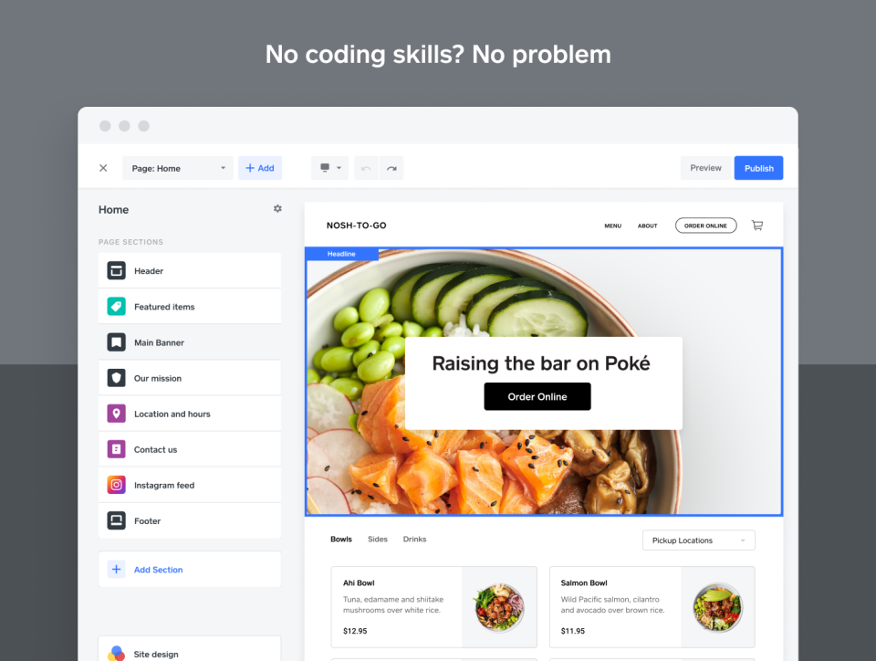 screenshot of Square Online
